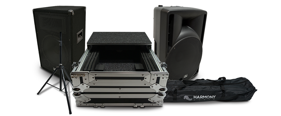 (2) Harmony Audio HA-C15A Pro DJ 15 Powered 1000W Altavoz activo (2)  Peavey Mic